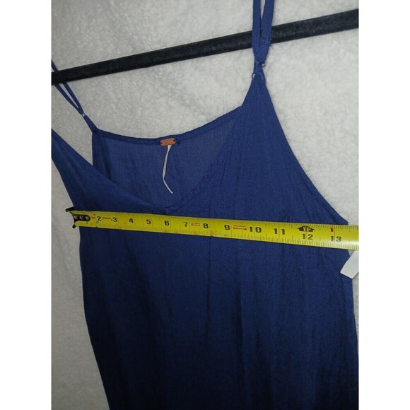 Free People Navy Blue Sheer Long Flowy Tank Top with Adjustable Straps Small - Picture 6 of 8